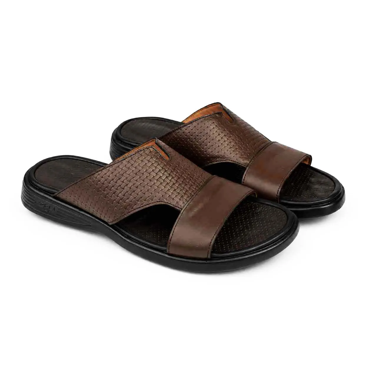Sandale pour homme HR marron cuir miniature